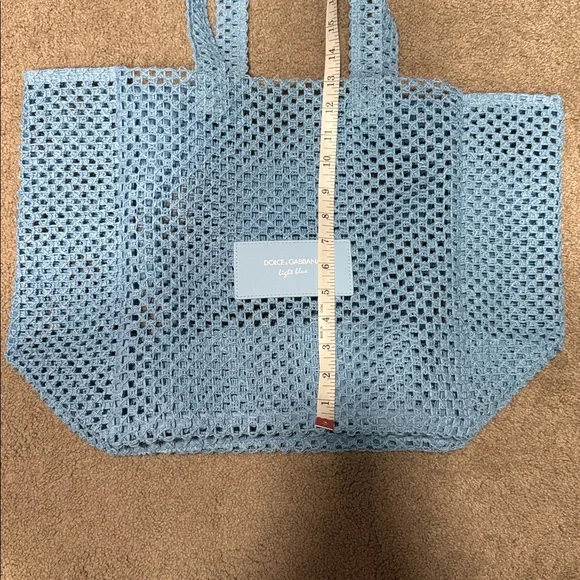 NWOT Dolce & Gabbana Light Blue Summer Woven Beach Tote Bag - Sky Blue - Picture 5 of 6